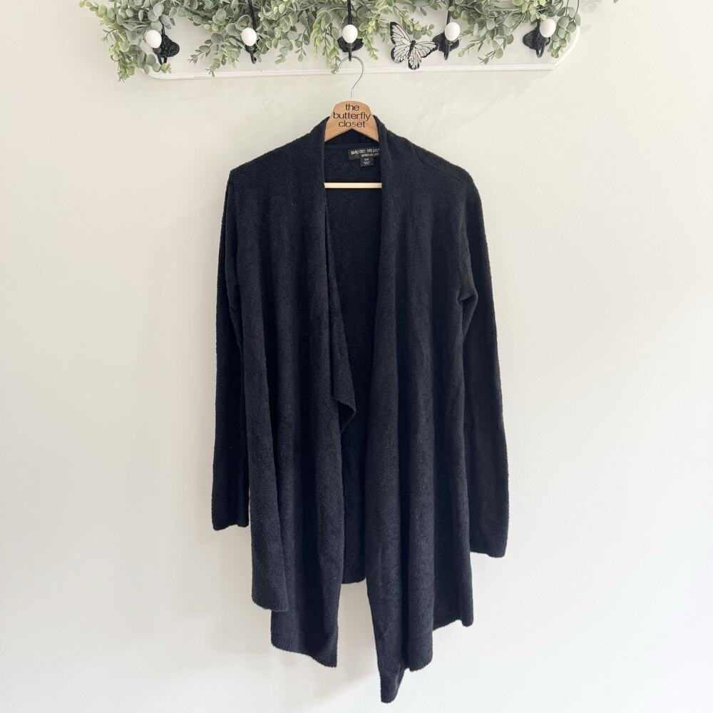 Barefoot Dreams Black Drapes Front Bamboo Cardigan S/M CP